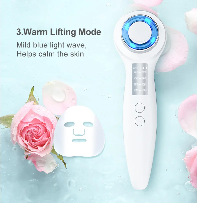 8in1 EMS Facial Massager Lifting Beauty LED Photon + Ultrasonic Skin Scrubber Peeling Shovel Multifunctional Beauty Equipment