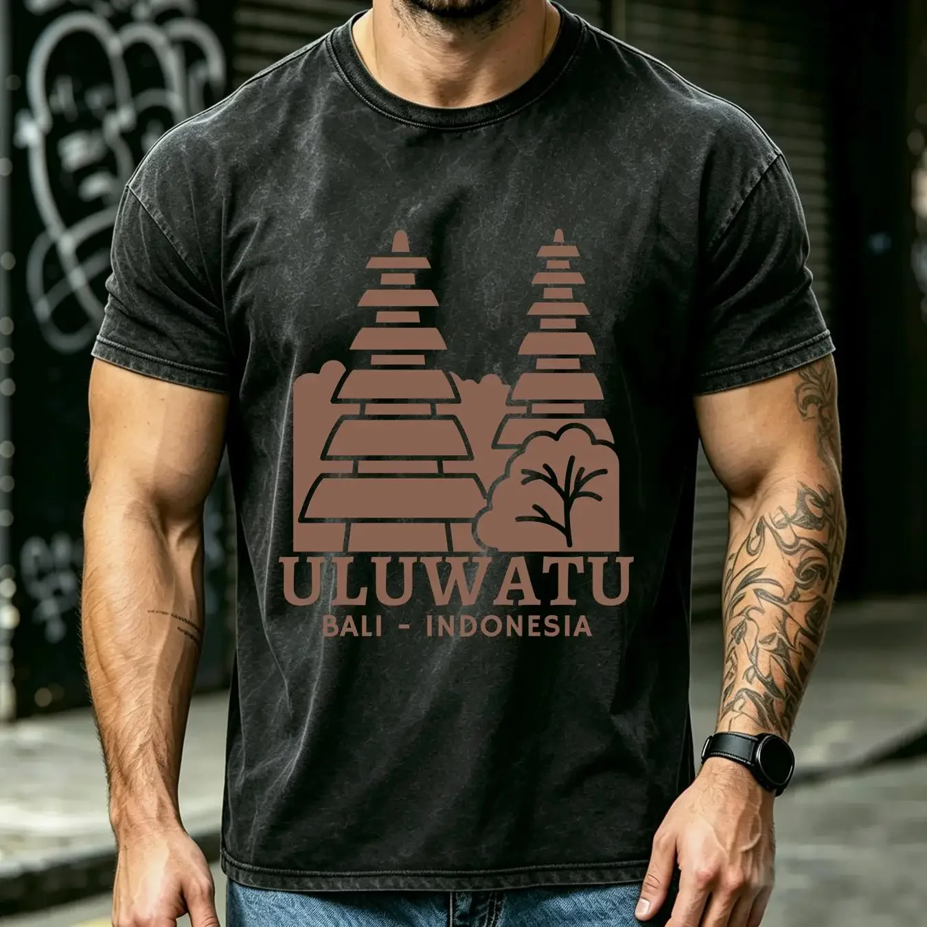 washed T Shirt Uluwatu Bali Indonesia Souvenir Balinese for Surfer Indonesian Surf and Temples long or short sleeves vintage