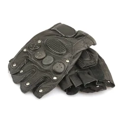 Half Finger Mitten Gloves Rivets Black Leather Glove for Motorbike Driving leather gloves fingerless leather gloves