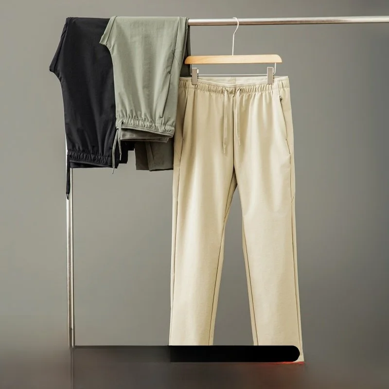 

High-End Men's 3D Tailored Loose Straight Leg Pants Windproof Water-Resistant Soft ell Trousers Casual Autumn Faion