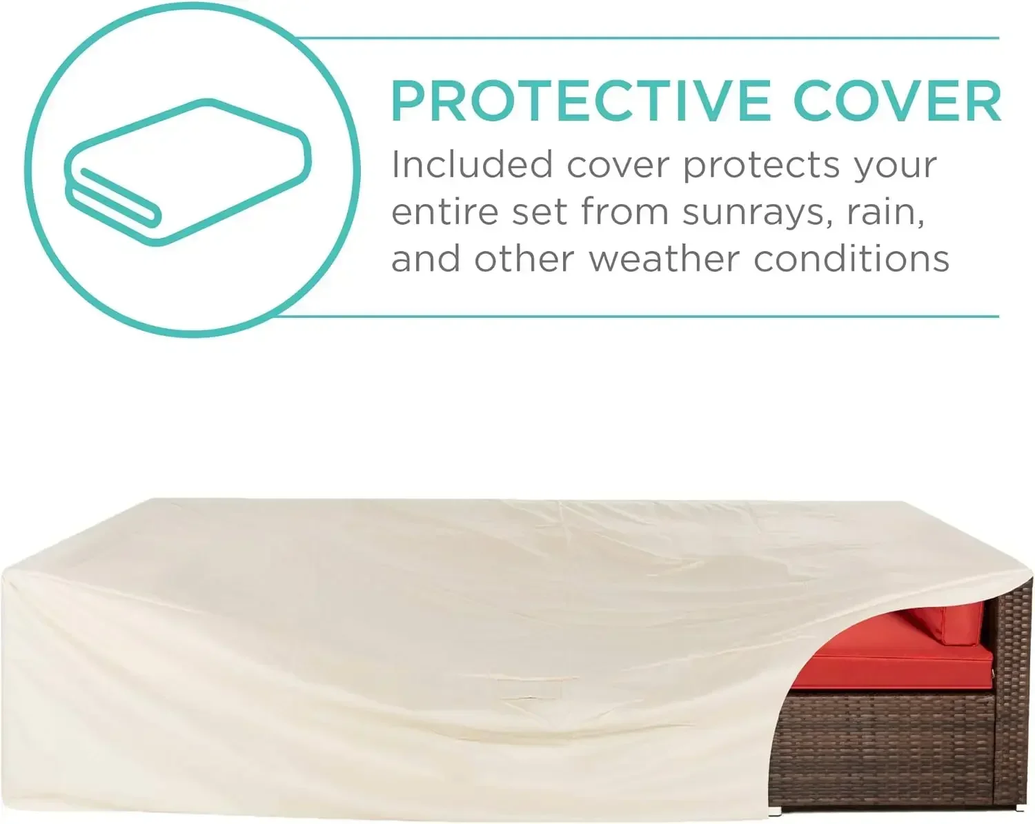 Best Choice Products 7-Piece Modular Outdoor Sectional Wicker Patio Conversation Set w/ 2 Pillows, Coffee Table,Brown/Red