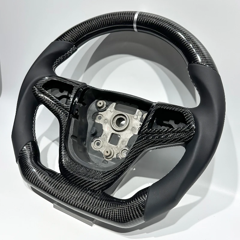 Real Black Carbon Fiber Silver Center Line Perforated Leather Black Stitching Steering Wheel Suitable for Holden VF DIY Design