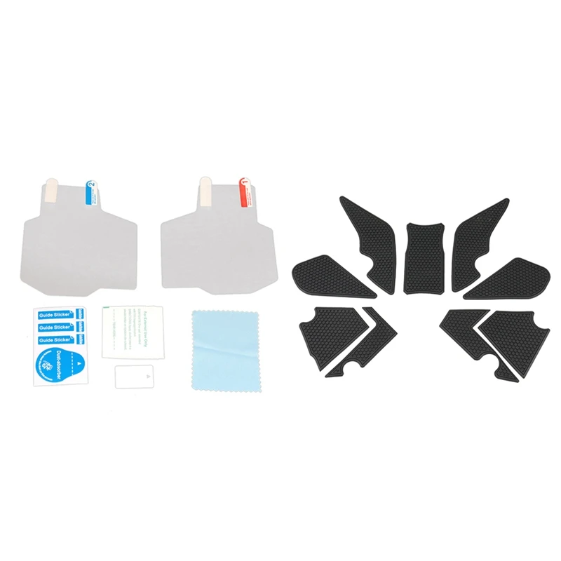 

2 Set Motorcycle Accessories: 1 Set Screen Dashboard Protection Instrument Film & 1 Set Non-Slip Side Fuel Tank Stickers