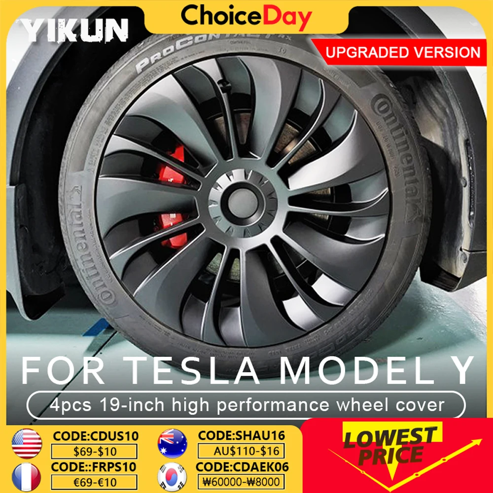 

4PCS 19 Inch Wheel Cover for Tesla Model Y Performance Replacement Automobile Hubcap Full Rim Cover Car Accessories 2018-2024