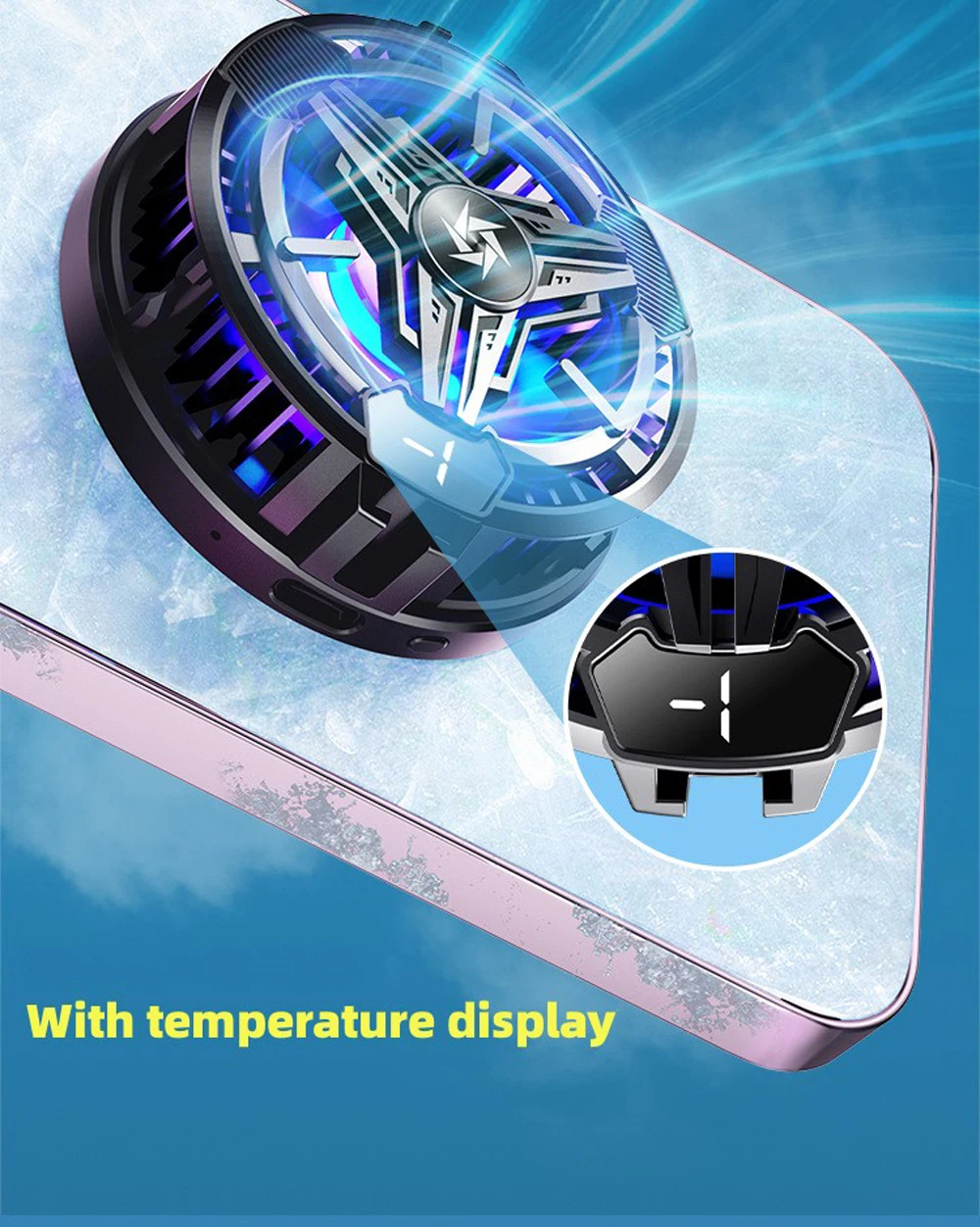 New Cooling Fan For Steam Deck/Game Console/Mobile Phone/Pad Easy Install With Temperature Display