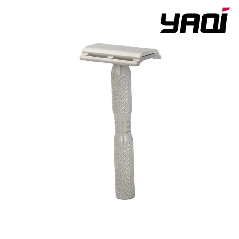 

Бритва для бороды 2026 YAQI Ghost Cross Grain Pattern Titanium Light Weight Safety Razor Collectibles – Подарок на день рождения для парня