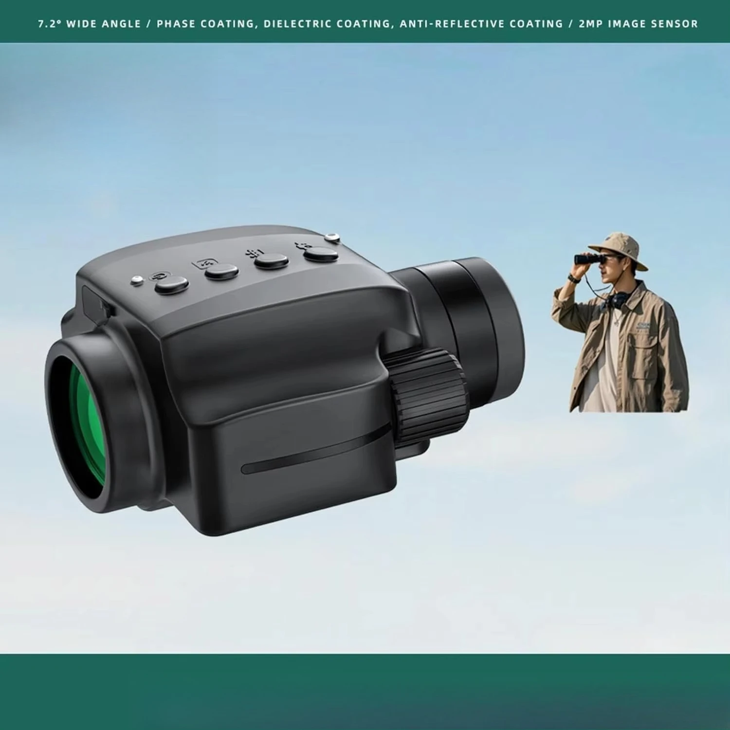 كاميرا مدمجة أحادية العين رقمية مقاومة للماء مقاس 8 × 42 منشور Bak4 لمشاهدة الطيور والمشي لمسافات طويلة والسفر ومشاهدة الطيور السوداء والمشي لمسافات طويلة