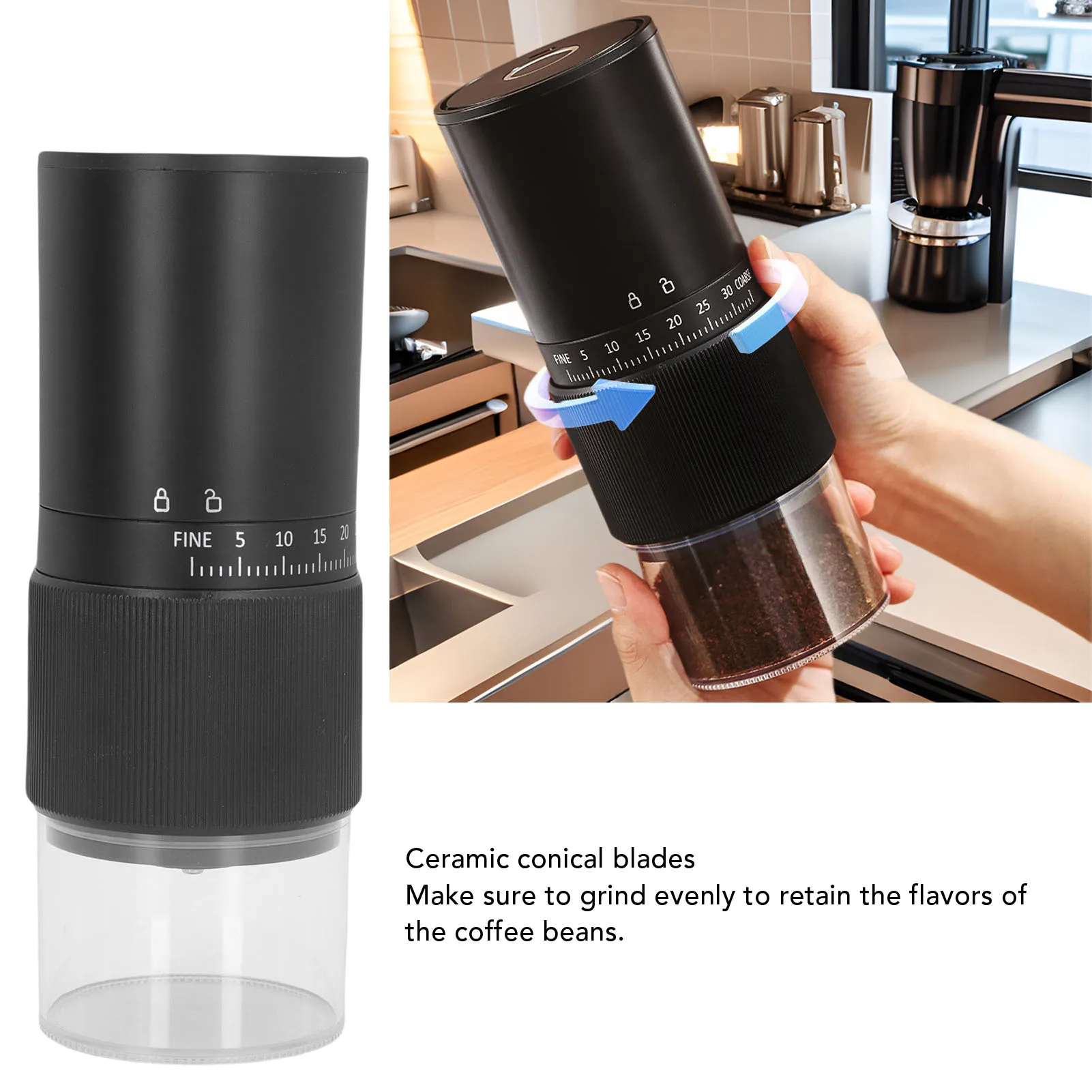 مطحنة القهوة الكهربائية المحمولة قابل للتعديل USB شحن السيراميك مخروطية لدغ مطحنة حبوب القهوة للمنزل السفر مكتب التخييم
