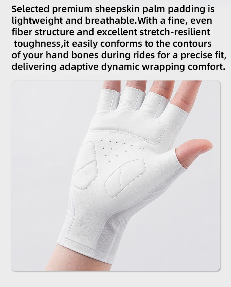YKYWBIKE Fahrradhandschuhe Halbfinger Premium Schafsleder Aerodynamische Rennradhandschuhe Unisex Stoßdämpfende Fahrradhandschuhe – Detail 3