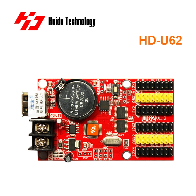 HD2018 Huidu HD-U6A U60 U63 U64 U6BNพอร์ตUSB huidu Monochrome ledcrollerสนับสนุนเดียวสีP10 LEDโมดูล