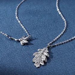 New Hot Selling Couple Silver Color Oak Leaf Kapok Pendant Necklace Fashion Trend Long-distance Love Jewelry Gift X275