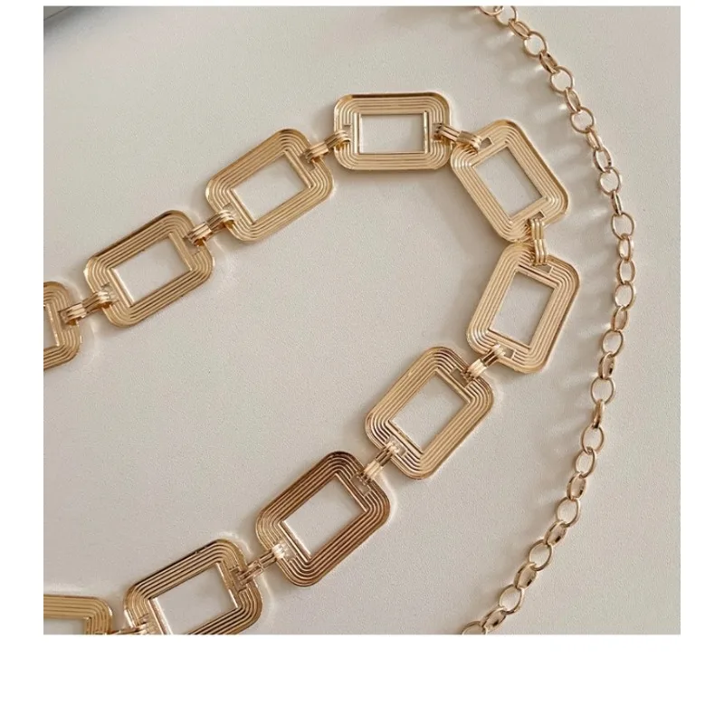 Catena in vita rettangolare in metallo bohémien per abito da donna 2025 Nuovo stile Oro e argento di alta qualità