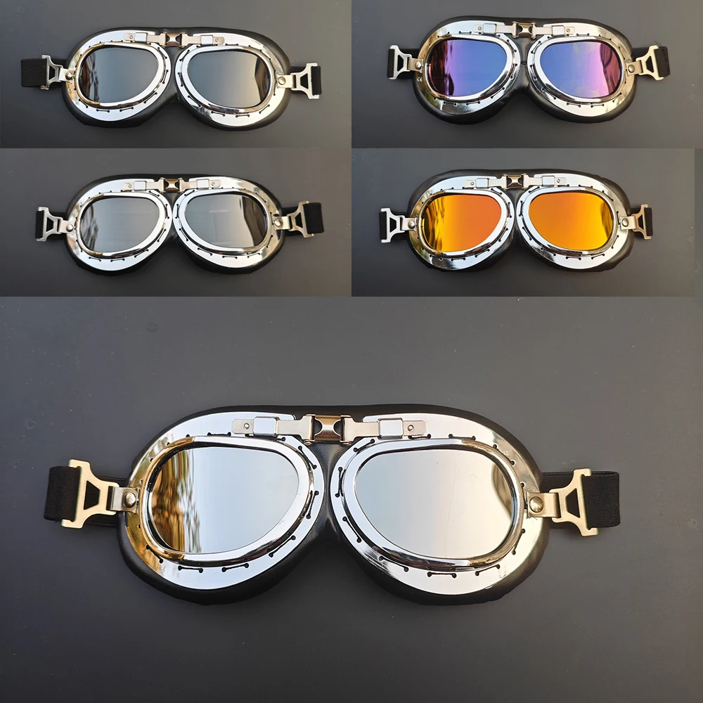 

Hot Motorbike Pilot Steampunk Vintage Retro Motorcycle Goggles MTB Biker Scooter Cruiser Jet Helmet Cycling Ski Sunglasses