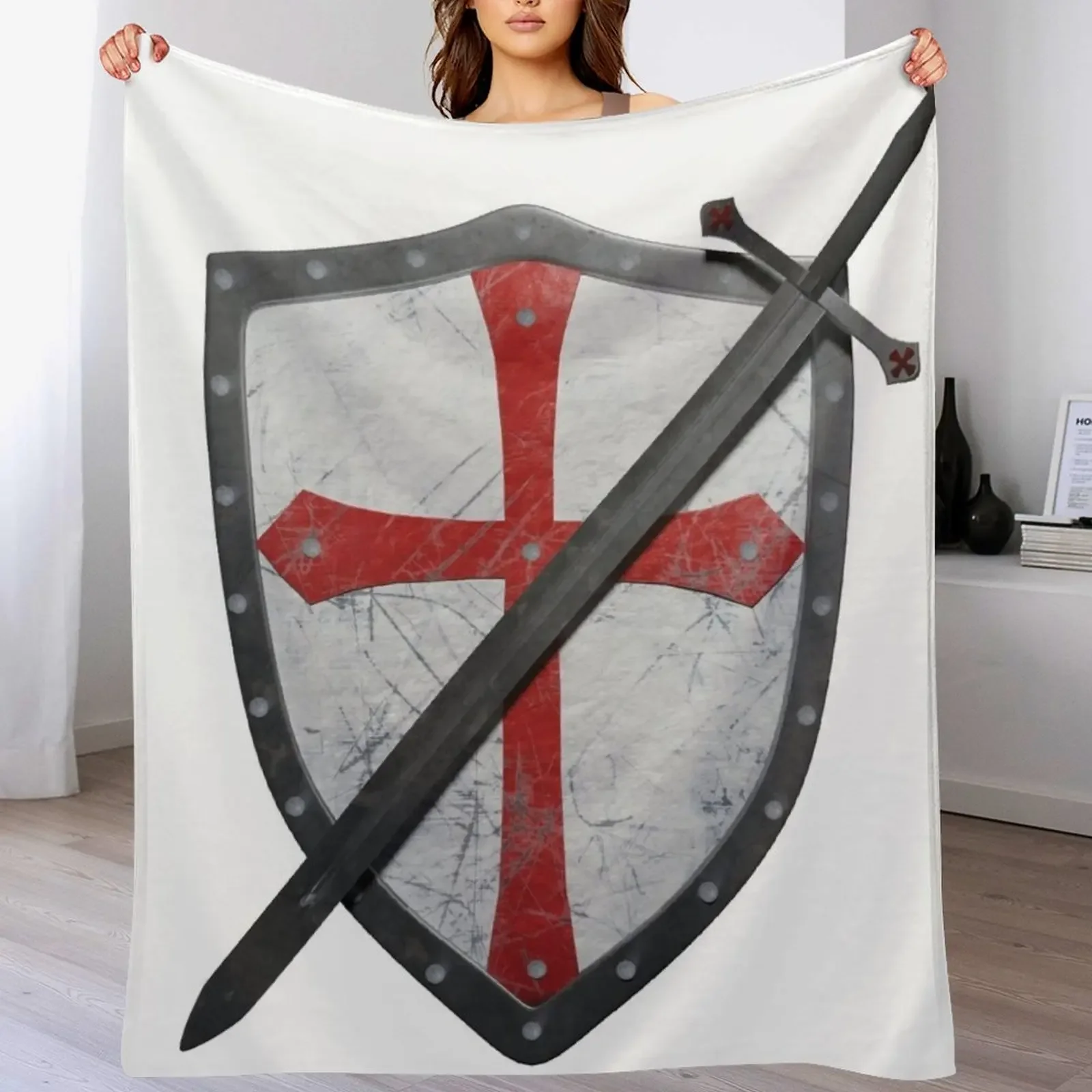

Crusader Sword and Shield Throw Blanket manga For Sofa Thin Decorative Sofa Furry Blankets