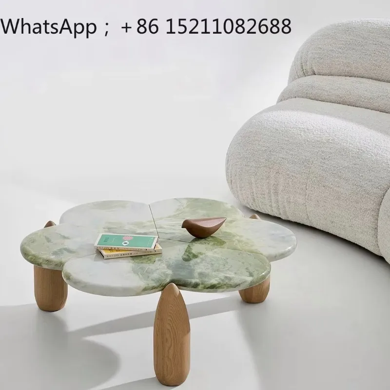 SCY light luxury special-shaped natural marble coffee table living room high-end luxury stone coffee table villa tea table