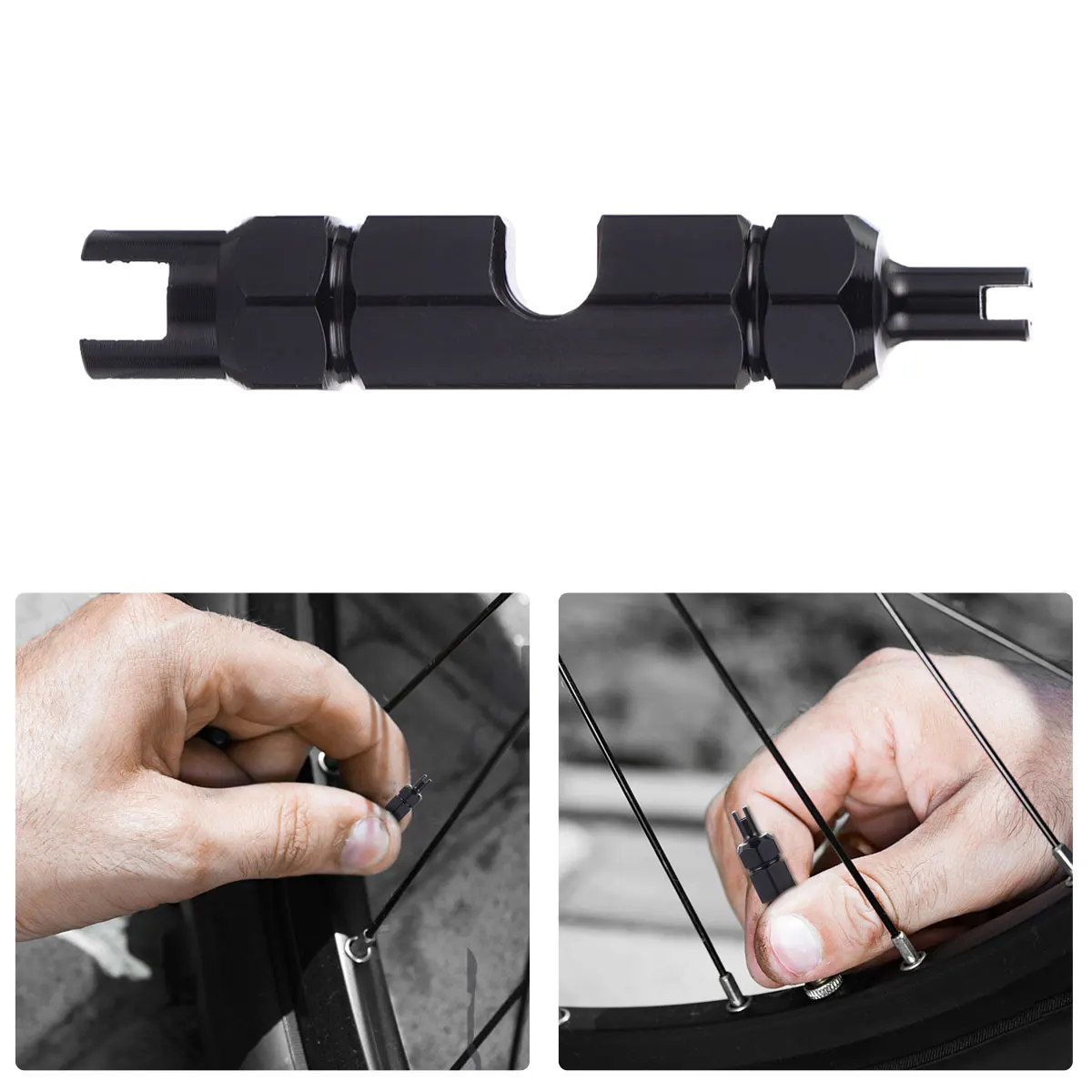 

Bicycle Inner Tube Tool Wrench Core Multifunction Black Aluminum Alloy Compact Durable Removal Repair Tire Bike Car Air Filled