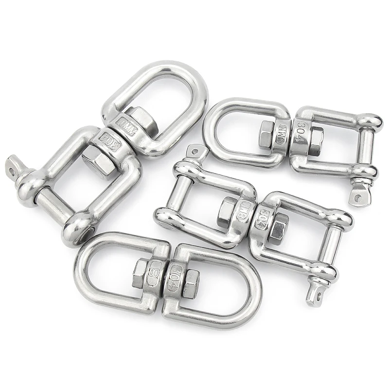 1pcs 304 Stainless Steel Swivel Double Eye Hook Lifting Swivel Ring Swivel Hook M3 - M16 Linking Ring Chain Buckle Dog Chain