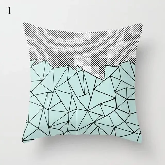 Mint Green Cushion Cover Geometric Printing Pattern Pillowcase 45*45cm Living Room Bed Square Cushion Cover Decorative