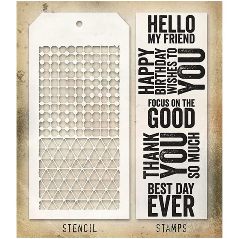 Sellos y plantilla transparentes con diseño Retro de Hello My Friend, para hacer palabras, tarjetas de felicitación, álbum de recortes, sin troqueles de corte de Metal, novedad de 2024