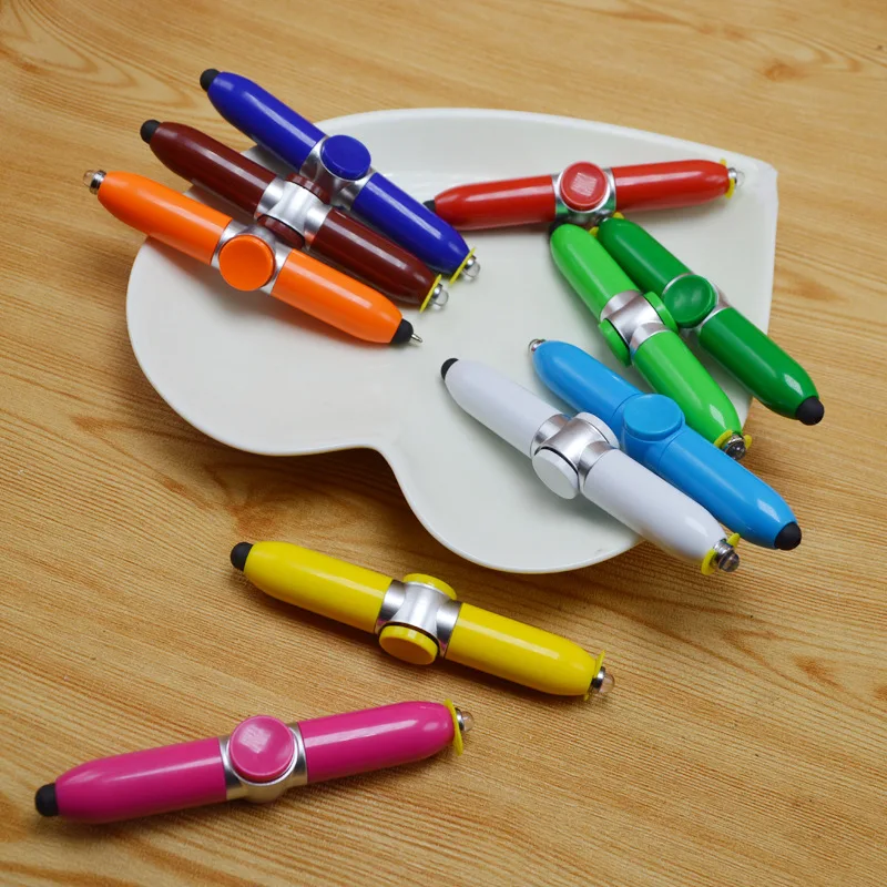 Creative Funny Ballpoint Pen Touch Rotate Led Light 3 In 1 Business Office Decompression Toys Pens