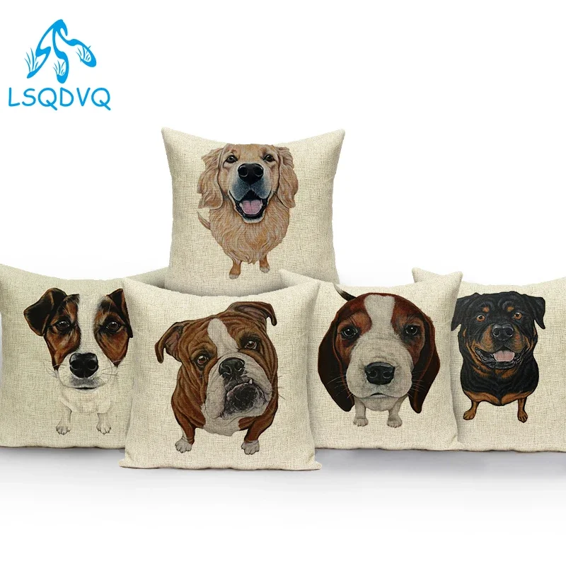 Decorative Throw Pillows Case Lovely Pets Dog Husky French Bulldog Pillow Cover Decorative Polyester Sofa Cushion Cover