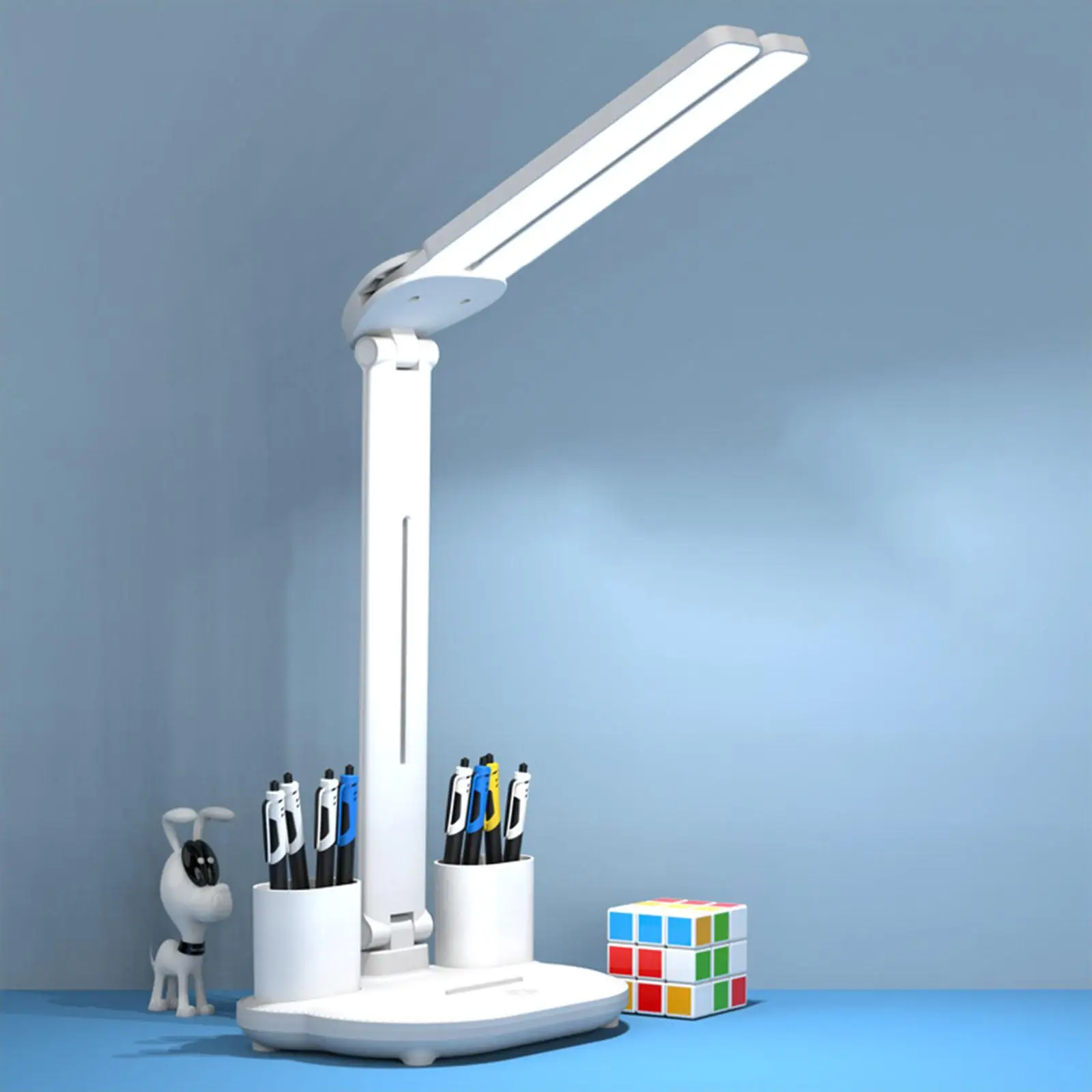 Table Lamp Dimmable with Pen Holder LED Desk Lamp for Kids Room Bedroom Dorm