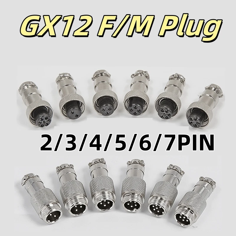 GX12 Aviation Connector 2/3/4/5/6/7 Pin M12 Threaded M/F Plug Socket for Heavy Machinery RS765