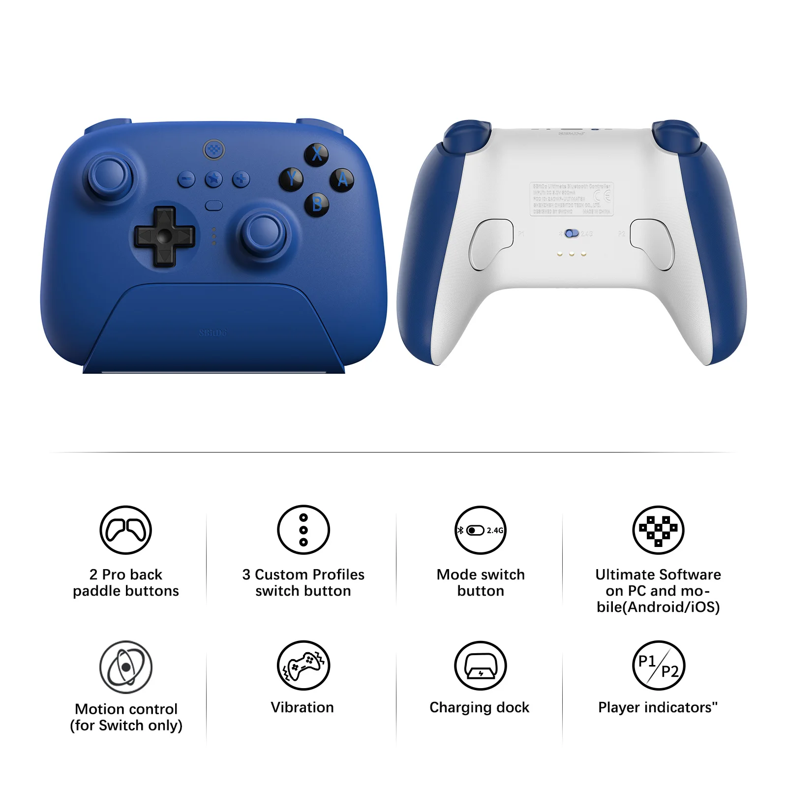 8Bitdo ostateczny kontroler Bluetooth z stacja do ładowania Gamepad z efekt halla czujnikiem Joystick do przełącznika Windows PC