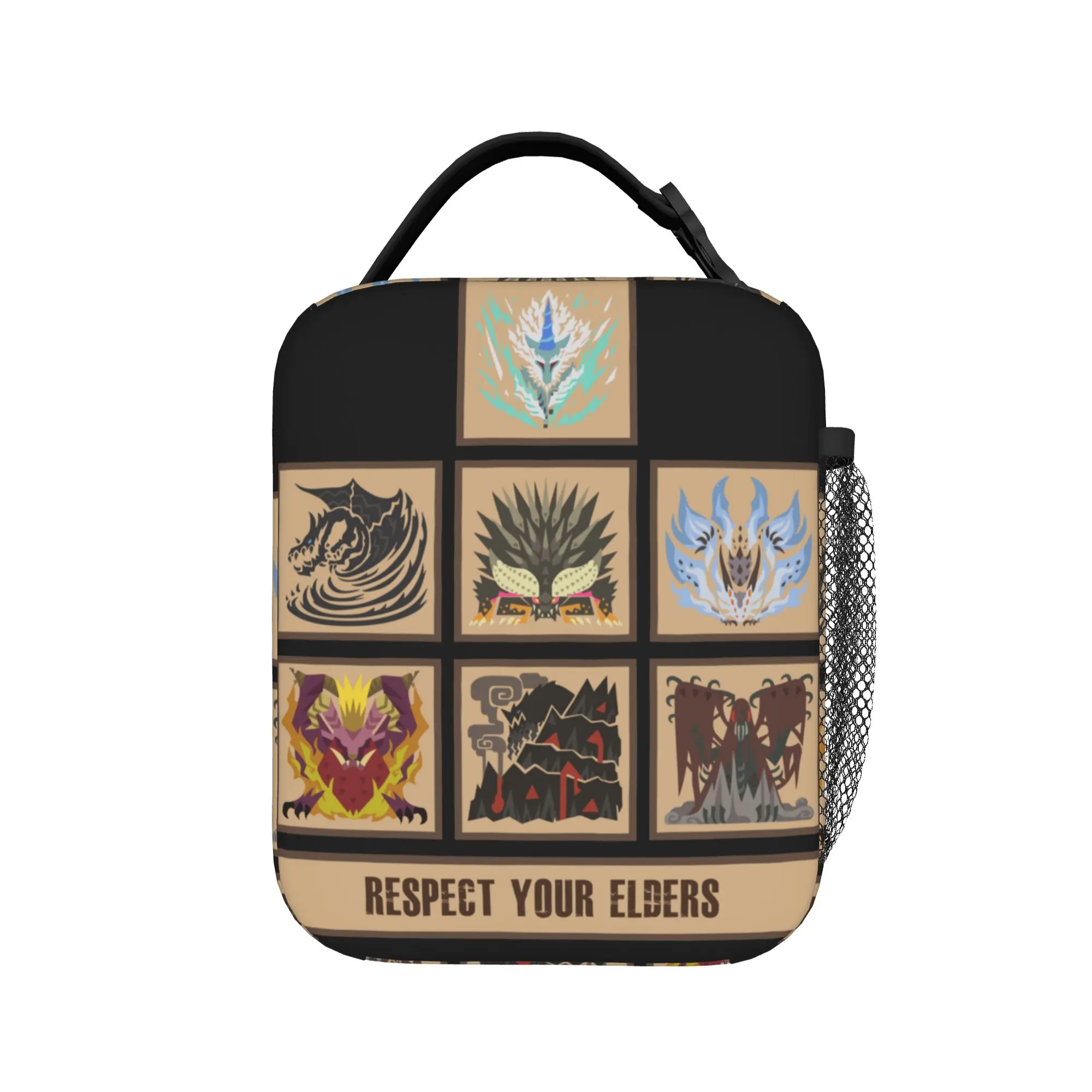 Monster Hunter World Elder Dragons Insulated Lunch Bag Cooler Bag Meal Container MHW Game High Capacity Tote Lunch Box Girl Boy
