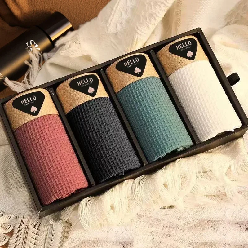 4 قطع الرجال الملاكم السراويل الجليد الحرير الملابس الداخلية السروال بارد تنفس مثير سليم سراويل شبكة الملابس الداخلية