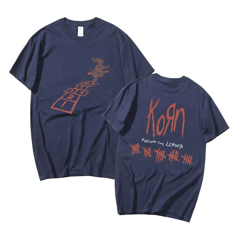 Rock Band Korn Follow The Leader Graphic T Shirt Men Women Fashion Loose Short Sleeve Tees Man Vintage Gothic Oversized Tshirt