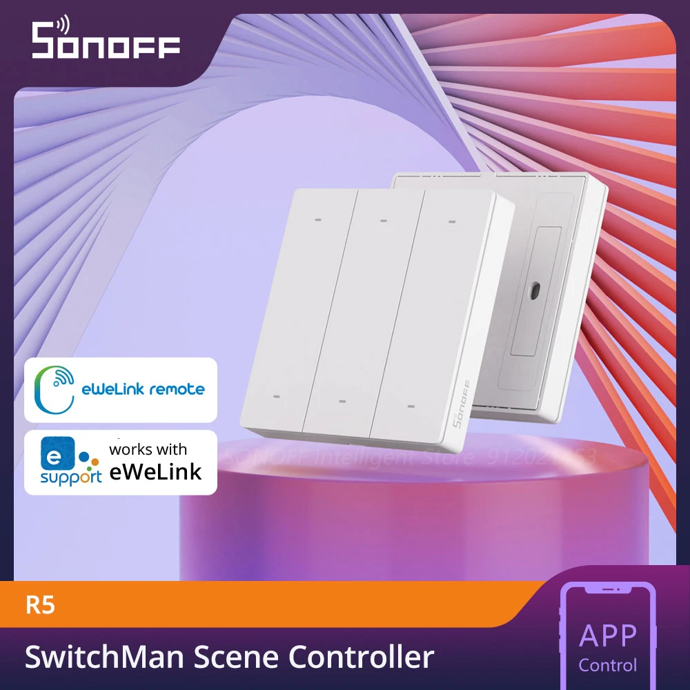 SONOFF SwitchMan R5 Сценический контроллер с 6 клавишами, свободная проводка eWeLink-Remote Stick-on Удаленная работа с SONOFF M5 / MNINIR4 Smart Switch