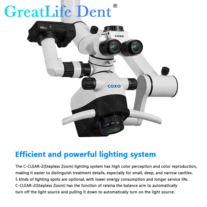 GreatLife Dent COXO C-CLEAR-2 Stepless Zoom Operating Microscopes 3.5x -20x With Digital Camera Fluorescence Mode 180°(100-240V)