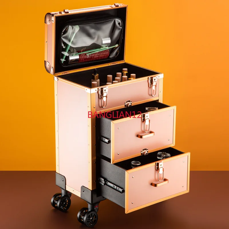 

Aluminum alloy trolley cosmetic case, follow-up artist manicure case