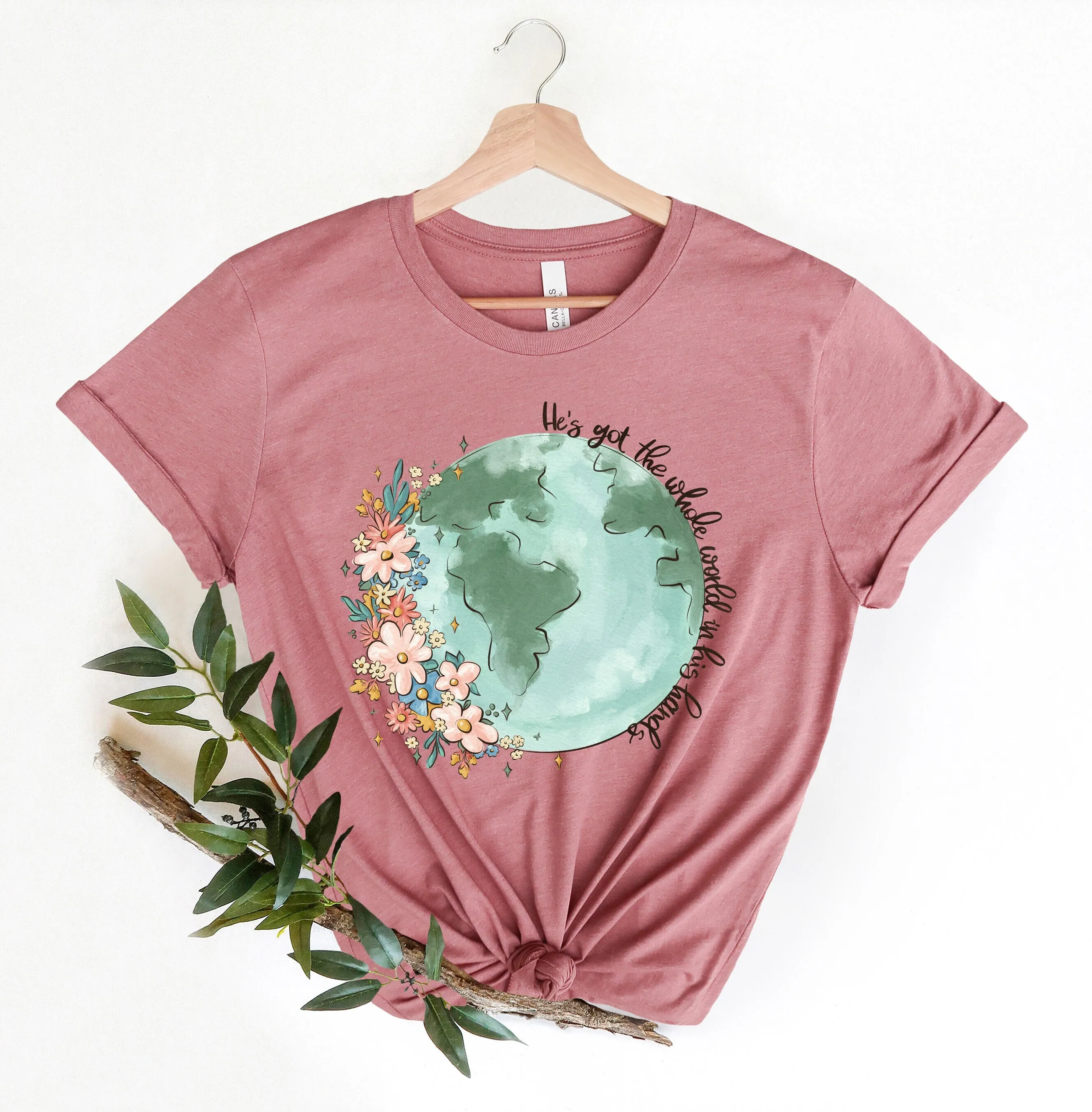 Esa tiene todo el mundo en sus manos camiseta Jesús religioso cristiano S para mujeres Pascua adultos Biblia fe