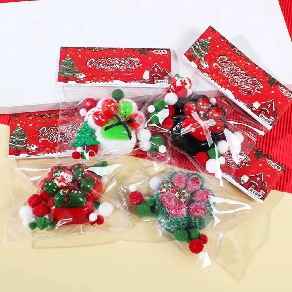 Beads Soft Cat Paw Squeeze Toy Waffle Elastic Christmas Fidget Doll Doughnut TPR Pinch Food Series Toy Funny