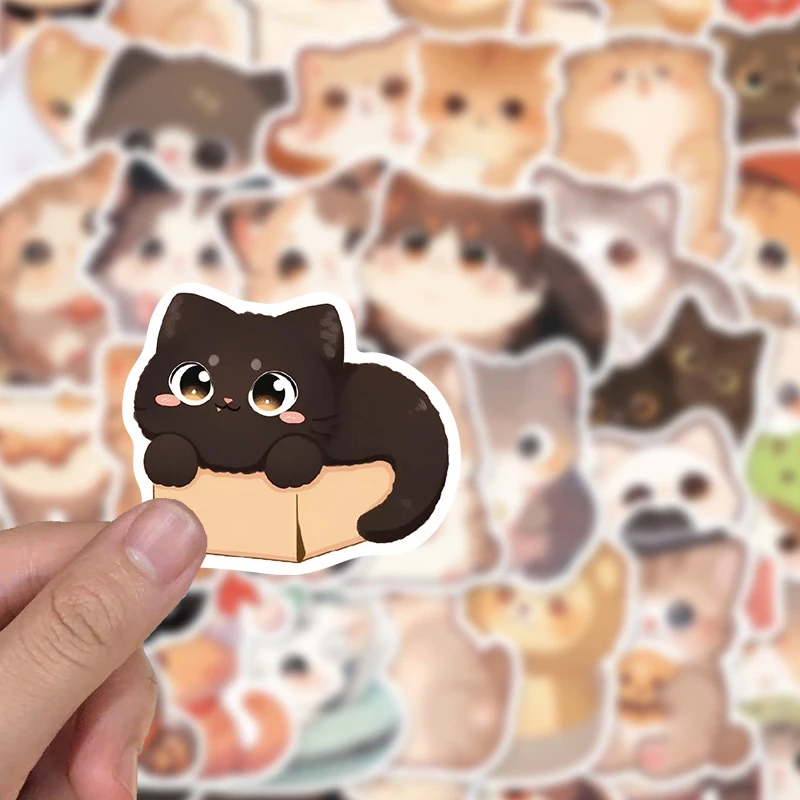 50 قطعة لطيف جولة العينين القط الكتابة على الجدران ملصقات الكرتون الشارات كأس القرطاسية الغيتار الهاتف المحمول حقيبة الكتابة على الجدران الاطفال اللعب هدية