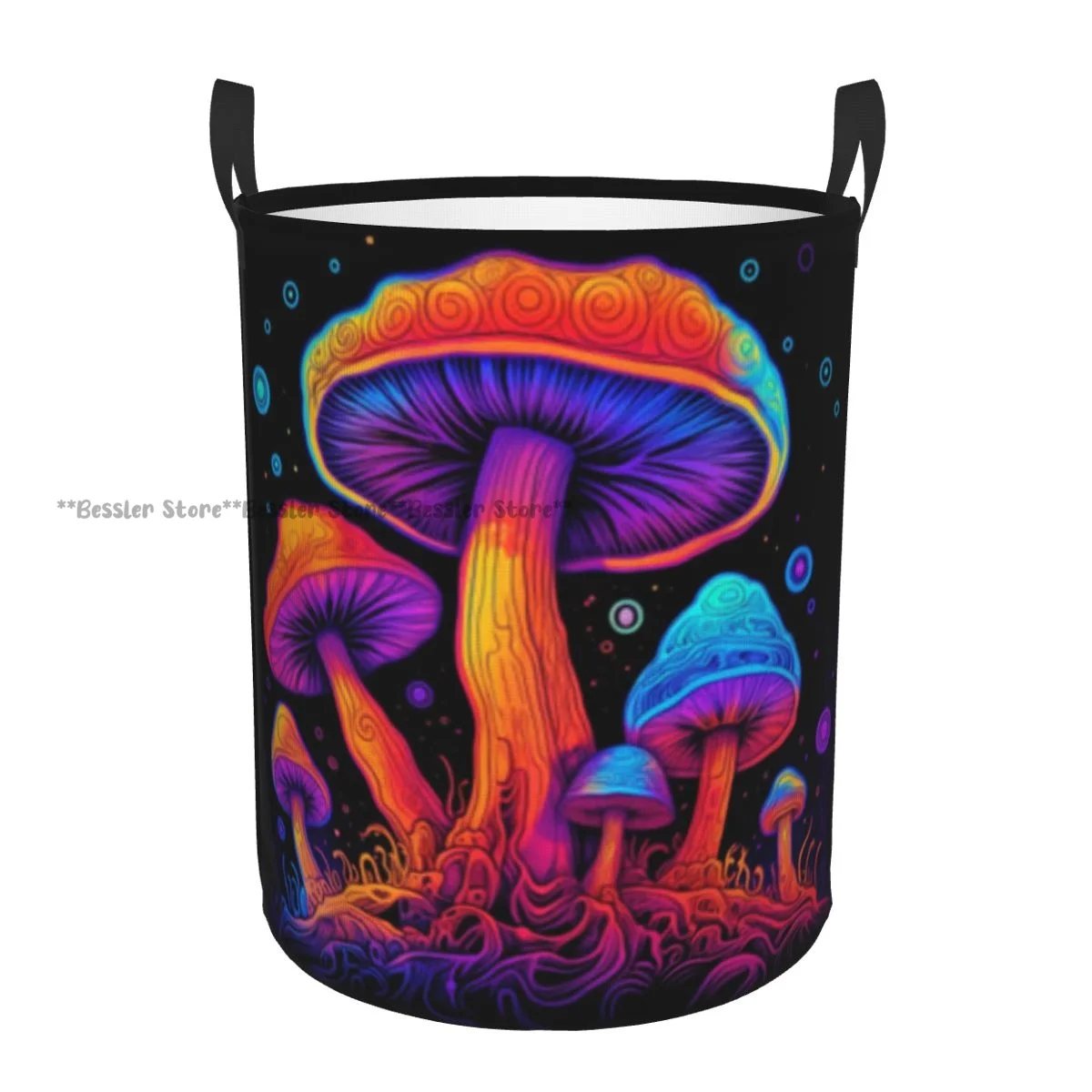 Foldable Laundry Basket for Dirty Clothes Trippy Mushroom Storage Hamper Kids and Baby Home Organizer