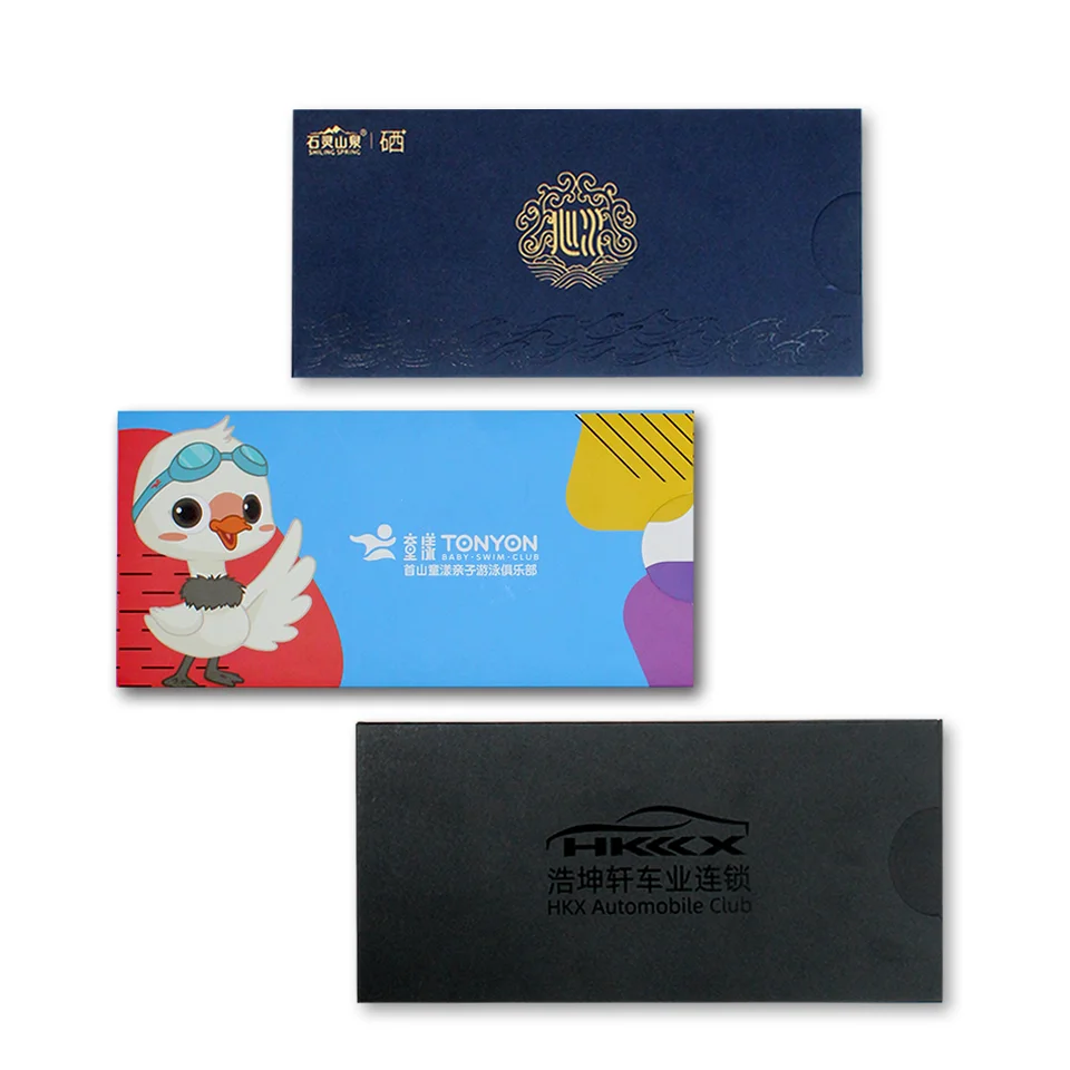 Luxury Custom LOGO VIP Card Protect Sleeve Envelope Gold Foil Printing Business Card Holder Packing Pulling Type