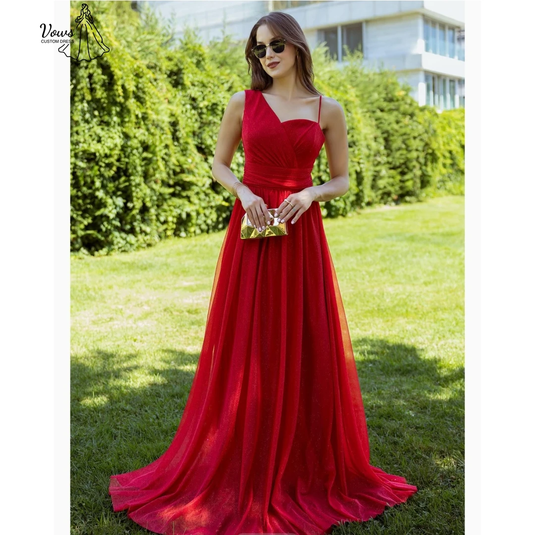

Vows Line A Prom Dresses 2025 Luxury Dresses for Party Dresses Woman 2025 Custom Made Slim Shoulder Straps Red Ball Gowns Dress
