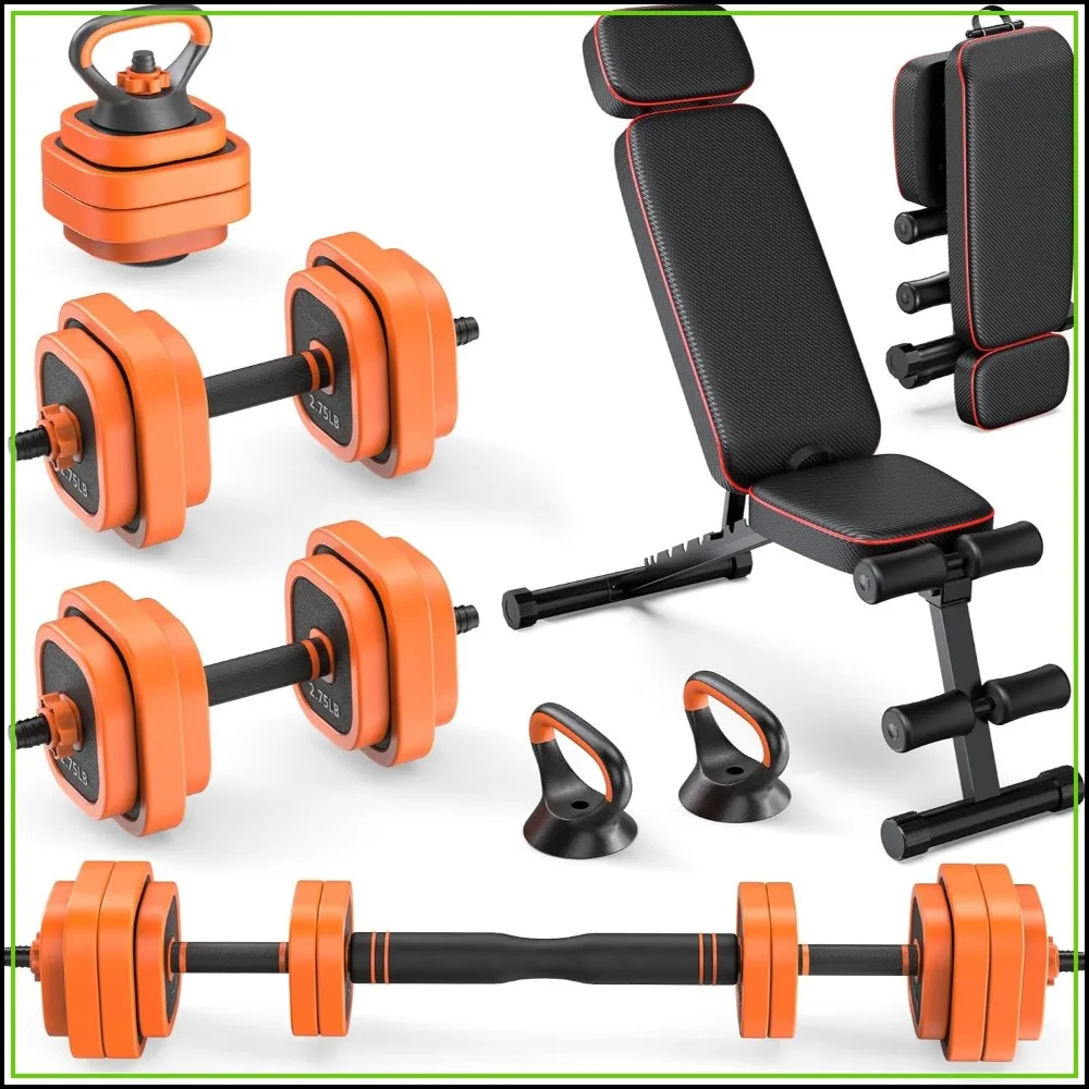 4-in-1 Adjustable Dumbbell Set with Foldable Bench for Home Gym