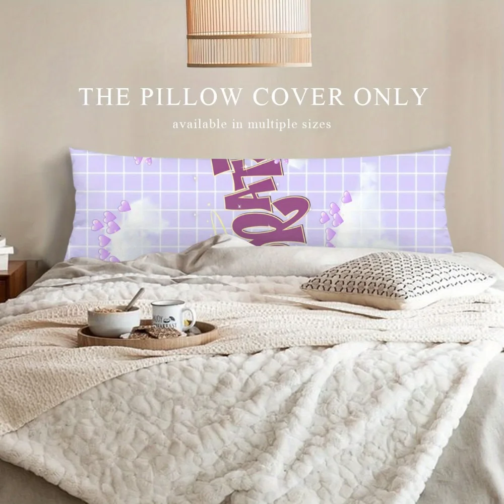 20x54 Inch Long Throw Pillow Cover, Bright Purple Pink Star Heart Print, Zipper Closure, Machine Washable, Contemporary Style, P