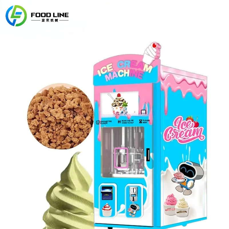 Customized OEM ODM Outdoor Commercial Smart Fully Automatic Soft Ice Cream Vending Machine with Coin/Bill/Credit Card Payment