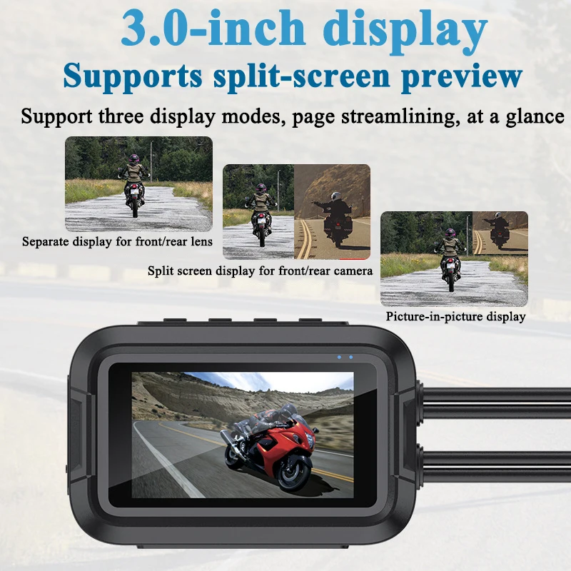 مسجل كاميرا ثنائي الحركة للدراجة النارية ، مسجل الفيديو الرقمي ، رؤية أمامية وخلفية ، مقاوم للماء ، واي فاي ، نظام تحديد المواقع ، كاميرا لوحة العدادات ، رؤية ليلية ، الصندوق الأسود ، P #4