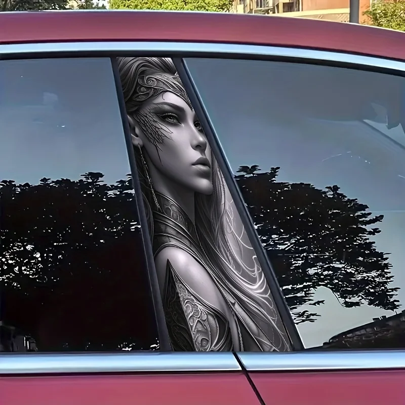 2Pcs Elf Queen Cartoon PVC B Column Sticker Self Adhesive Waterproof Scratch Resistant Car Sticker Anime, Fantasy, Cartoon Theme