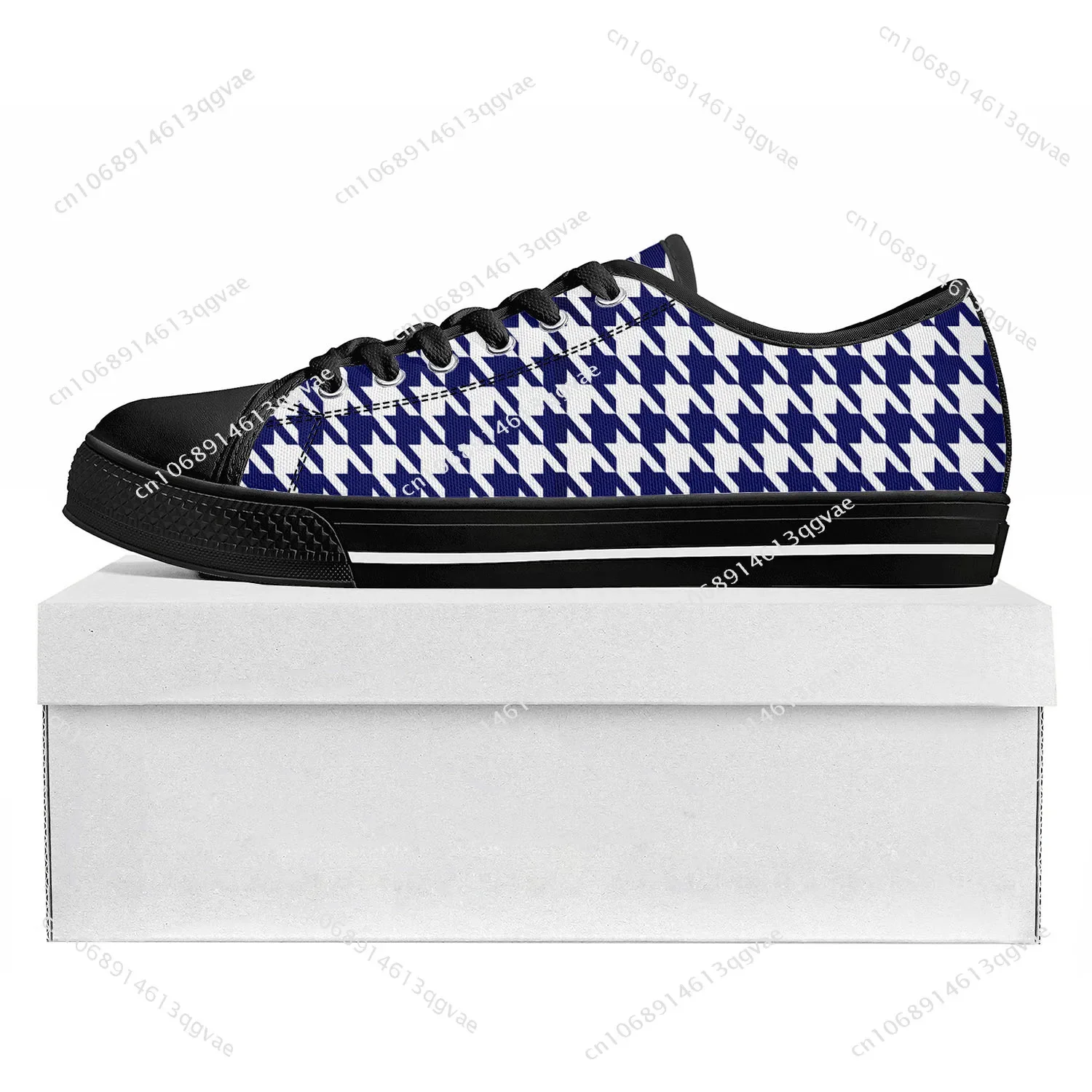 Houndstooth Pattern Low Top High Quality Sneakers Mens Womens Teenager Canvas Sneaker Casual Couple Shoes Custom Made Shoe Black