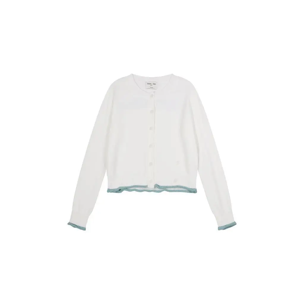 Matin Kim All Over Logo Crop Cardigan Ningning Worn Jacquard Knit Women Korean