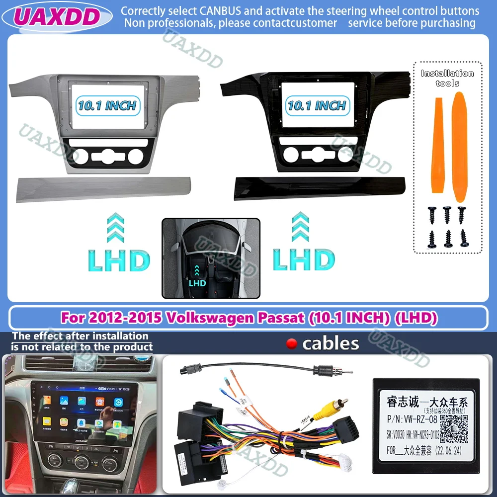 

10.1Inch Car Frame Adapter Fascia Android Radio Dash Fitting Panel For Volkswagen Passat B6 2012-2015 canbus box cable harness
