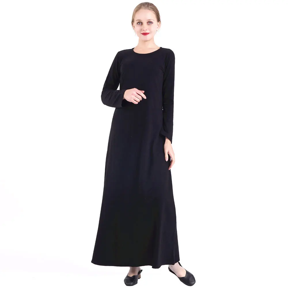 New Fashion Stretch Islamic Inside Dress Robes Inside Fancy Dress Inner Dress French Stylish Modesty Islamic Dress WY56