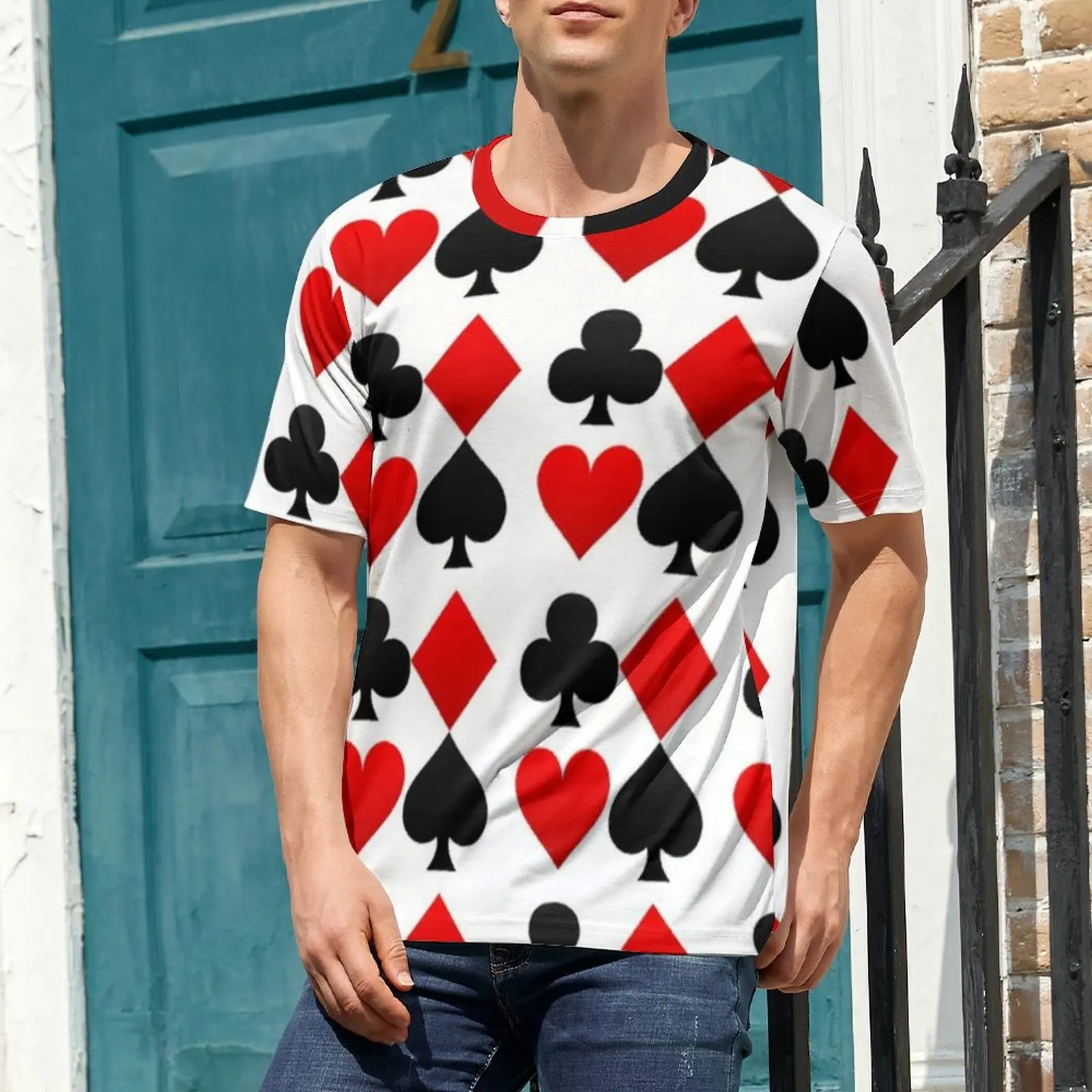 Premium T-Shirt Playing Poker Card T Shirts Hearts Diamonds Clubs Spades Harajuku Tee Shirt For Men Short Sleeve Plus Size Tops